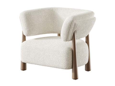 Dolores Stone 奶油色织物休闲椅 3D 模型