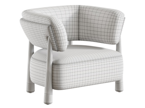 Dolores Stone 奶油色织物休闲椅 3D 模型