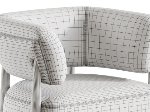 Dolores Stone 奶油色织物休闲椅 3D 模型