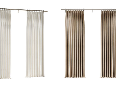 Japandi Linen Blackout Curtains 3D Model