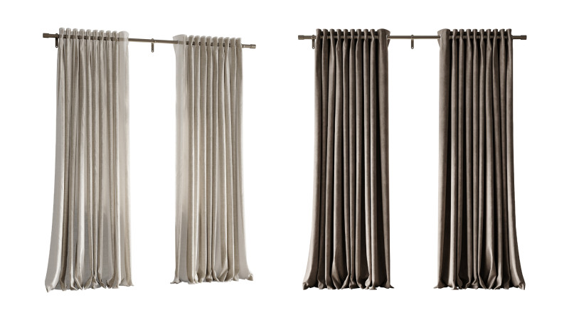 Cortinas opacas de lino Japandi Modelo 3D .c4d .max .obj .3ds .fbx .stl .blend 