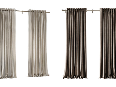 Japandi Linen Blackout Curtains 3D Model