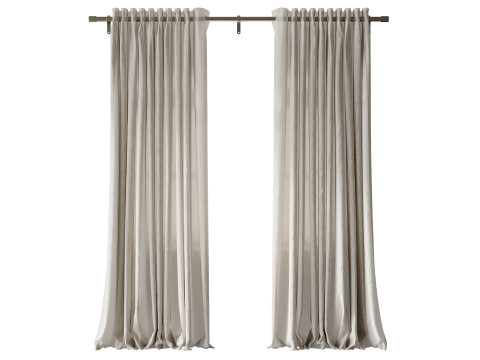 Cortinas opacas de lino Japandi Modelo 3D