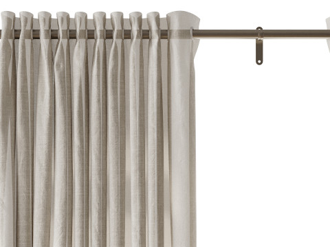 Cortinas opacas de lino Japandi Modelo 3D