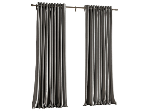 Cortinas opacas de lino Japandi Modelo 3D