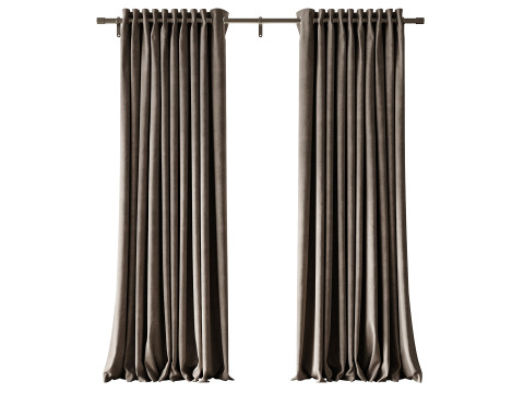 Cortinas opacas de lino Japandi Modelo 3D