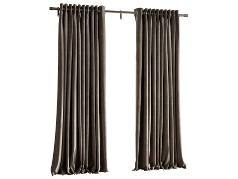 Cortinas opacas de lino Japandi Modelo 3D