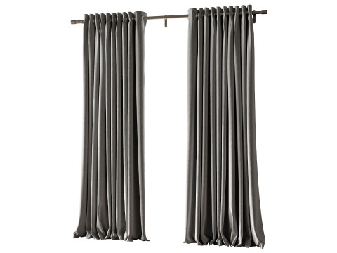 Cortinas opacas de lino Japandi Modelo 3D