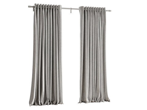 Cortinas opacas de lino Japandi Modelo 3D