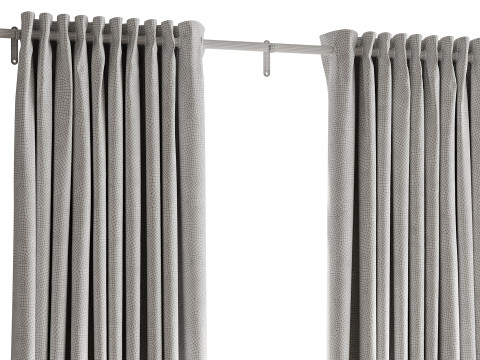 Cortinas opacas de lino Japandi Modelo 3D