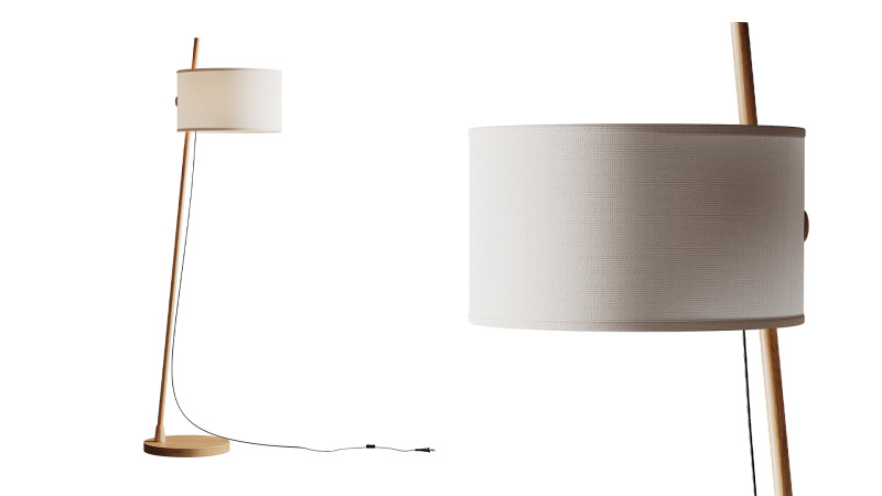 Drewniana lampa podłogowa MILAN Linood E27 Model 3D .c4d .max .obj .3ds .fbx .stl .blend 