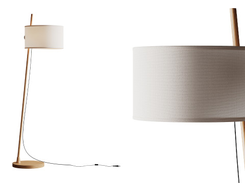 MILAN Linood E27 Wood Floor Lamp 3D Model