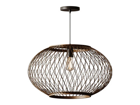 Natural Round Bamboo Hanging Pendant Lights 3D Model