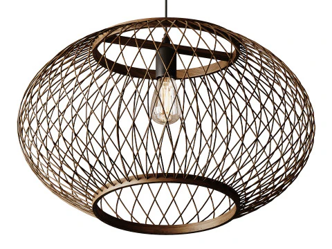 Natural Round Bamboo Hanging Pendant Lights 3D Model