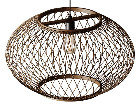 자연 둥근 대나무 교수형 펜던트 조명 3D 모델