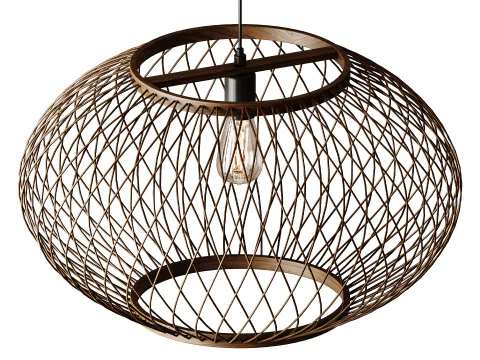 Natural Round Bamboo Hanging Pendant Lights 3D Model