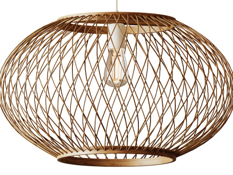 자연 둥근 대나무 교수형 펜던트 조명 3D 모델