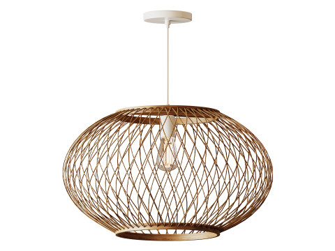 자연 둥근 대나무 교수형 펜던트 조명 3D 모델