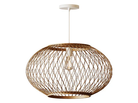 Natural Round Bamboo Hanging Pendant Lights 3D Model