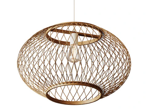 Natural Round Bamboo Hanging Pendant Lights 3D Model