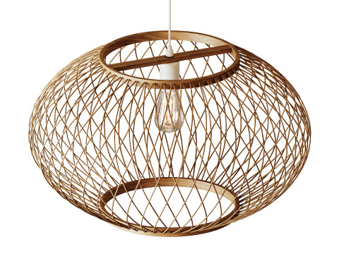 자연 둥근 대나무 교수형 펜던트 조명 3D 모델