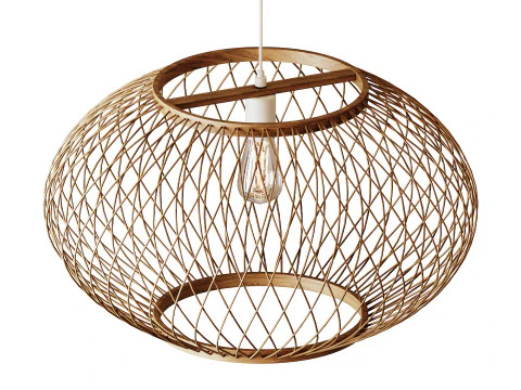 Natural Round Bamboo Hanging Pendant Lights 3D Model