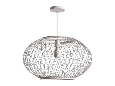 자연 둥근 대나무 교수형 펜던트 조명 3D 모델