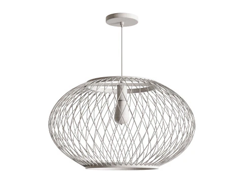 Natural Round Bamboo Hanging Pendant Lights 3D Model