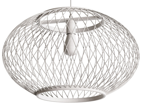 자연 둥근 대나무 교수형 펜던트 조명 3D 모델