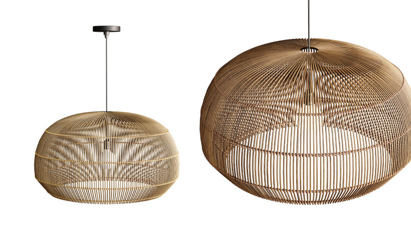 Lustre nórdico de bambu pendurado lâmpadas Modelo 3D .c4d .max .obj .3ds .fbx .stl .blend 