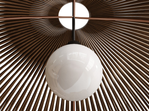 Lustre nórdico de bambu pendurado lâmpadas Modelo 3D