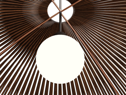 Lustre nórdico de bambu pendurado lâmpadas Modelo 3D