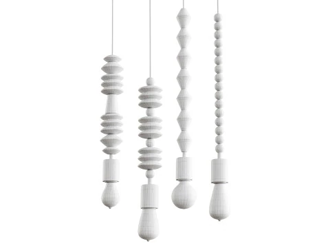 北欧木製幾何学ビーズペンダントランプ 3Dモデル