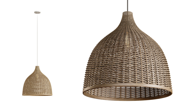 Lâmpada de cesta feita à mão com luz pendente de rattan Modelo 3D .c4d .max .obj .3ds .fbx .stl .blend 
