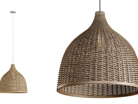 रतन पेंडेंट लाइट हस्तनिर्मित बास्केट लैंप 3D मॉडल