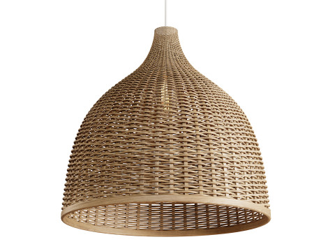 Lâmpada de cesta feita à mão com luz pendente de rattan Modelo 3D