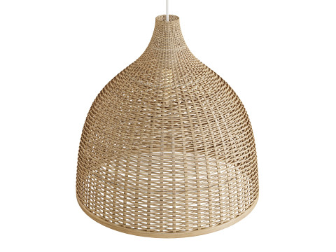 Lâmpada de cesta feita à mão com luz pendente de rattan Modelo 3D