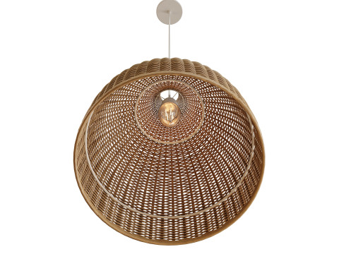 Lâmpada de cesta feita à mão com luz pendente de rattan Modelo 3D