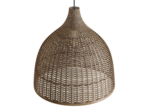 Lâmpada de cesta feita à mão com luz pendente de rattan Modelo 3D
