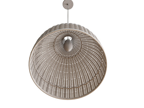 Lâmpada de cesta feita à mão com luz pendente de rattan Modelo 3D