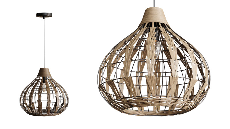 Luz pendente retro café bambu rattan Modelo 3D .c4d .max .obj .3ds .fbx .stl .blend 