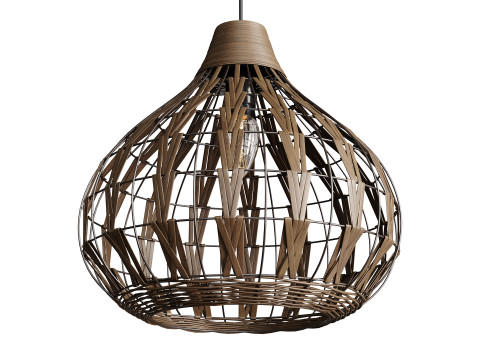 Luz pendente retro café bambu rattan Modelo 3D