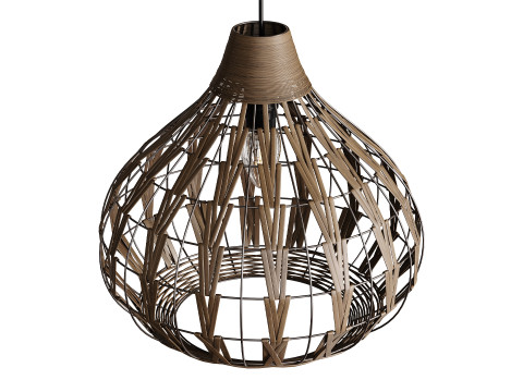 Luz pendente retro café bambu rattan Modelo 3D