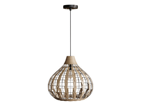 Luz pendente retro café bambu rattan Modelo 3D