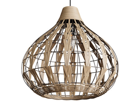 Luz pendente retro café bambu rattan Modelo 3D