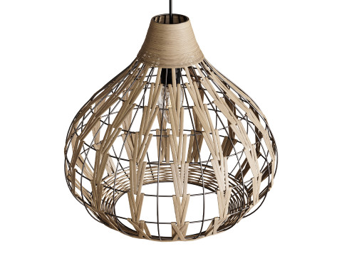 Luz pendente retro café bambu rattan Modelo 3D