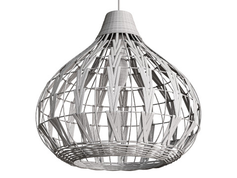Luz pendente retro café bambu rattan Modelo 3D