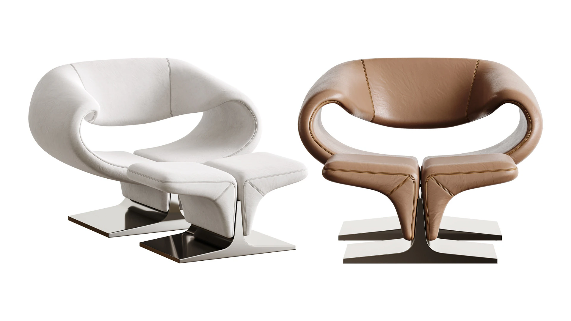 Ribbon Chair 3D Model .c4d .max .obj .3ds .fbx .stl .blend 