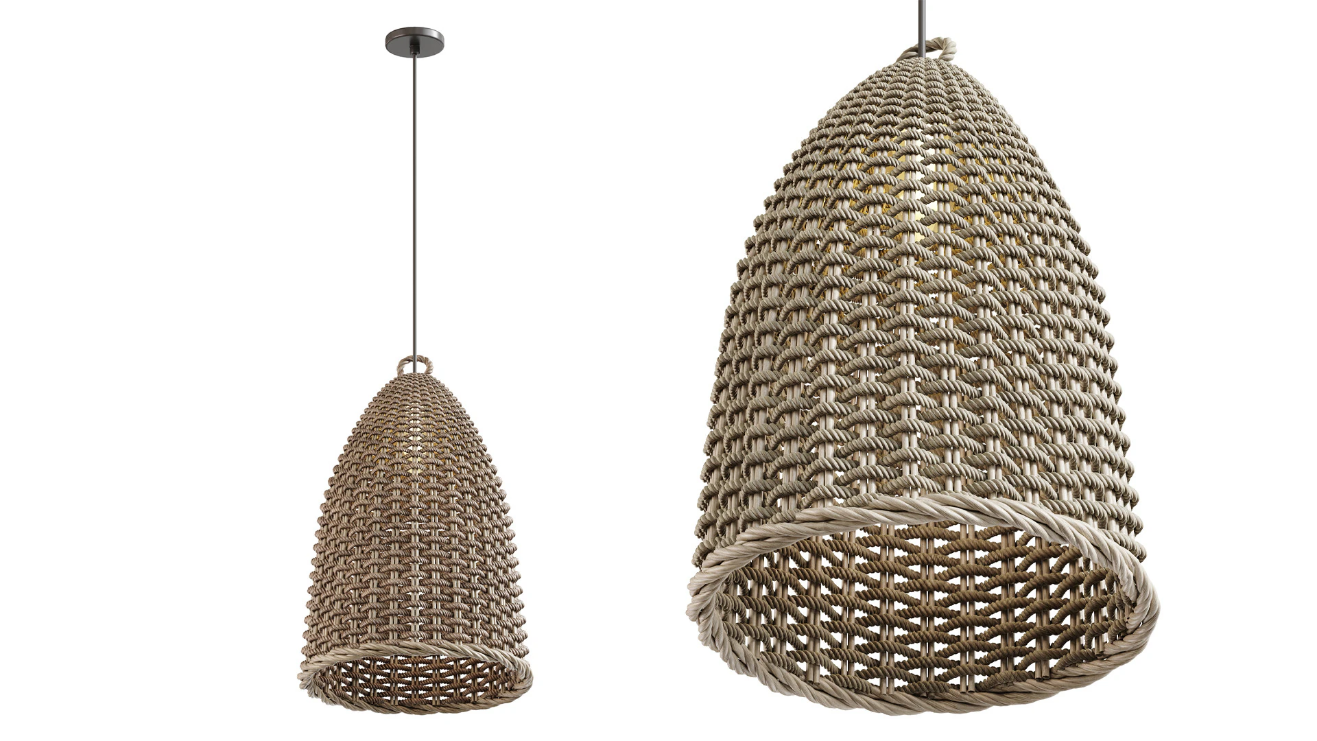 Lampada a sospensione a campana in rattan Modello 3D .c4d .max .obj .3ds .fbx .stl .blend