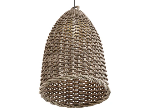 Lampada a sospensione a campana in rattan Modello 3D